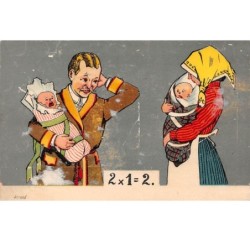 Illustrateur - n°68210 - Bauer - Jeune couple avec chacun un bébé dans les bras