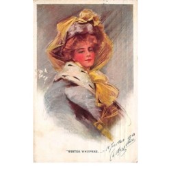 Illustrateur - n°68411 - Winter Whispers - Une femme portant un chapeau et un manteau