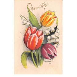 Illustrateur - n°70238 - Laforge n°26 - Bonne Fête - Tulipes et brin de muguet