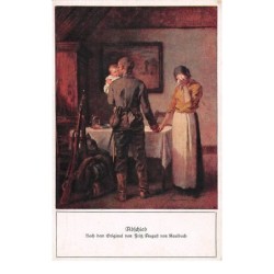 Illustrateur - n°68309 - Abjchied - Femme pleurant en tenant la main de son mari militaire