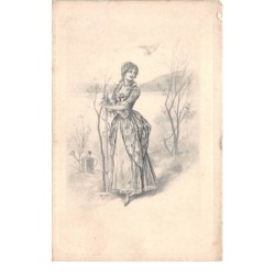 Illustrateur - n°68348 - Jeune Femme jardinant