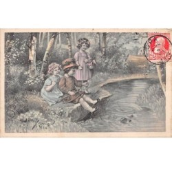 Illustrateur - n°68358 - Enfants pêchant