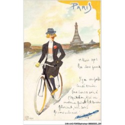 CAR-AAOP2-0106 - ILLUSTRATEUR - UN HOMME,UN VELO,LA TOUR EFFEL
