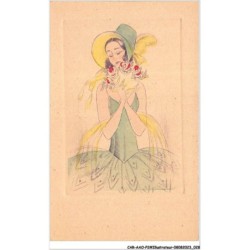 CAR-AAOP2-0113 - ILLUSTRATEUR - UNE FEMME , SES ROSES