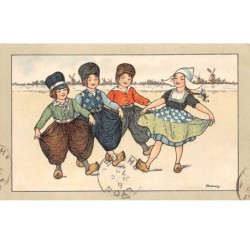 Illustrateur - n°66913 - Un groupe de jeunes hollandais dansant - n°500