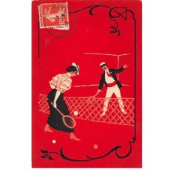 Illustrateur - n°66889 - Couple jouant au tennis - Art nouveau à identifier