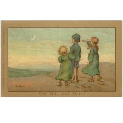 ILLUSTRATEURS.n°8998.BARHAM.O'ER HILL AND DALE.ENFANTS DE DOS OBSERVANT LA LUNE