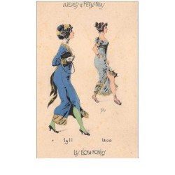 illustrateur . n°44155 . les echancree. style mucha.aieules et petites filles
