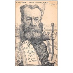 illustrateur . n°46531 . rachat des chemin de fer.caricature . politique.