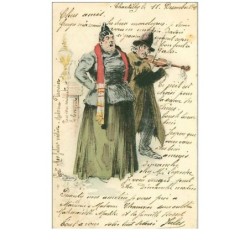 ILLUSTRATEURS.n°321.HOMME VIOLONISTE ET FEMME CHANTANT