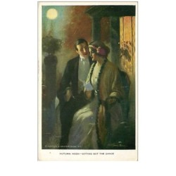 ILLUSTRATEURS.n°3456.AUTUMN MOON-SITTING OUT THE DANCE.COUPLE AMOUREUX AU CLAIR DE LUNE
