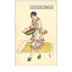 ILLUSTRATEURS.n°3407.JERO.HEUREUSES PAQUES.FEMME