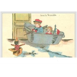 ILLUSTRATEURS.DANS LA TRANCHEE.ENFANTS JOUANT DANS UNE BAIGNOIRE
