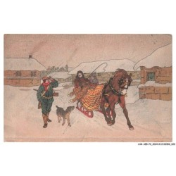 CAR-AEBP2-0062-ILLUSTRATEUR - ATELAGE - TRAINEAU - LA NEIGE - DES HOMMES ET UN CHIEN
