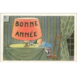 ILLUSTRATEURS.TITO SAUBIDES.BONNE ANNEE SUR UNE LAMPE