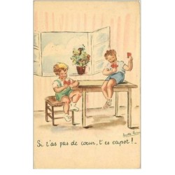 ILLUSTRATEURS.VERDIER ANNETTE.SI T'AS PAS DE COEUR, T'ES CAPOT.GARCONNET JOUANTS AUX CARTES