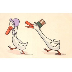 Illustrateurs - n°82503 - Deux canards portant des chapeaux