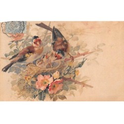 Illustrateurs - n°82481 - Oiseaux nourrissant leurs petits dans leur nid