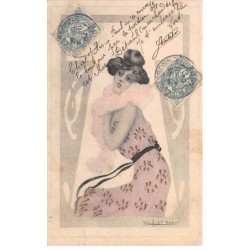 Illustrateurs - n°82564 - Jacques Debut - Femme avec un boa