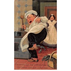Illustrateurs - n°82541 - Un convive que l'on n'attendait pas ... un bon repas - Carte gaufrée