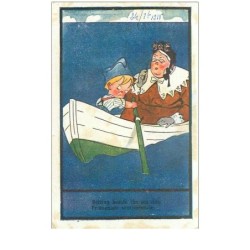 ILLUSTRATEUR.n°16478.PROMENADE SENTIMENTALE.FEMME ET ENFANT EN BARQUE