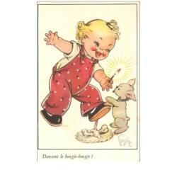 ILLUSTRATEURS.n°14814.PERGINE.DANSONS LE BOUGIE-BOUGIE.JEUNE ENFANT ET CHIEN