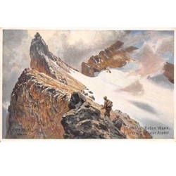 Illustrateur - n°61893 - Erhst Platz - Gipfel der Roten Wand - Hommes montant une montagne