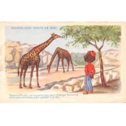 Illustrateur - n°81046 - Roudoudou visite le Zoo - Madame Girafe y en a grand cou pour manger ...