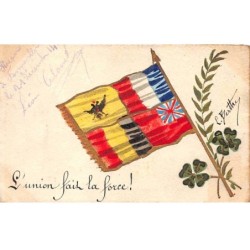 Illustrateur - n°81108 - L'Union fait la Force ! Drapeaux - Carte peinte à la main