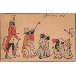 Illustrateur - n°81104 - Défilé de couple d'enfants noirs