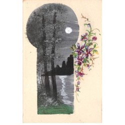 Illustrateur - n°81093 - Paysage au bord de l'eau - Carte peinte à la main