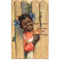 Illustrateur - n°81065 - Donnez-moi une chaumière et un coeur - Petite fille noire - Carte vendue en l'état