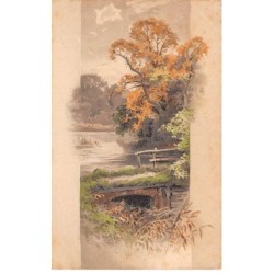 Illustrateur - n°85167 - Petit pont au bord d'un étang