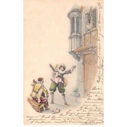 Illustrateurs - n°83780 - Hommes chantant une sérénade à une femme