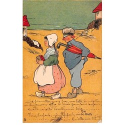 Illustrateur - n°81249 - May Cladwin - Couple marchant sur une plage
