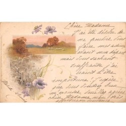 Illustrateur - n°89960 - Paysage avec des fleurs
