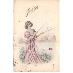 Illustrateur - n°81201 - Amitié - Jeune femme jouant avec un diabolo