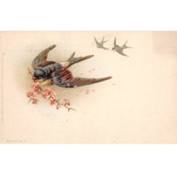 Illustrateur - n°89966 - Hirondelle avec une branche fleurie dans le bec