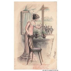 CAR-AEWP15-0847-ILLUSTRATEUR - Portrait de femme regardant par la fenetre
