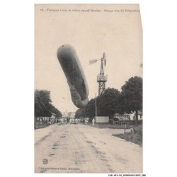 CAR-AFAP4-0222-AVIATION - Transport a bras du ballon objectif Drachen - Passage d'un fil Telegraphique - Vendue en Etat