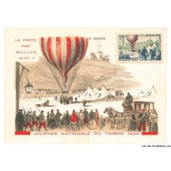 CAR-ABVP5-0467-AVIATION - LA POSTE PAR BALLON 1870-71 - JOURNEE NATIONALE DU TIMBRE 1955 - CARTE  MAXIMUM