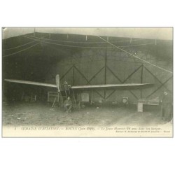 AVIATION.SEMAINE D'AVIATION.ROUEN 1910.n°67.LE JEUNE HANRIOT,16 ANS,DANS SON HANGAR