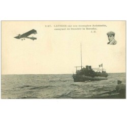 AVIONS.n°28274.LATHAM SUR SON MONOPLAN ANTOINETTE ESSAYANT DE FRANCHIR LA MANCHE