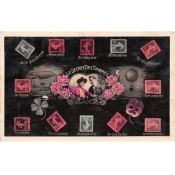Représentations Timbres - n°87845 - Le Secret des Timbres - Je te pardonne, A bientôt ... - Couple, Roses