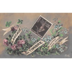 Représentations Timbres - n°84201 - Langage du Timbre - De bonheur soyez comblé - Myosotis et trèfle