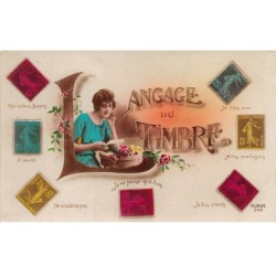 Représentations Timbres - n°87843 - Langage du Timbre - Jeune femme lisant une lettre