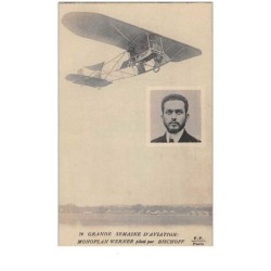 aviation . n°46347 . monoplan werner piloté par bischoff. avion . aviateur .