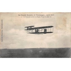 Aviation - n°81333 - La Grande Semaine de Champagne 1909 - Le Comte de Lambert sur Biplan Wright en plein vol