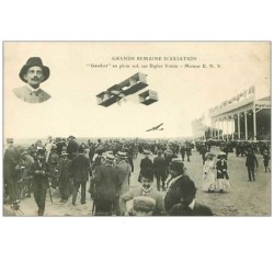 AVIATION.GRANDE SEMAINE D'AVIATION.n°50.GAUDART SUR BIPLAN VOISIN.PORTRAIT AVIATEUR