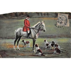 Sports - n°90988 - Chasse - Cavalier entouré de la meute